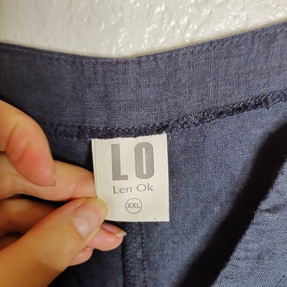 Len Ok linen langenlook loose v neck pocket 3/4 sleeve dress sz XXL - Picture 6 of 9